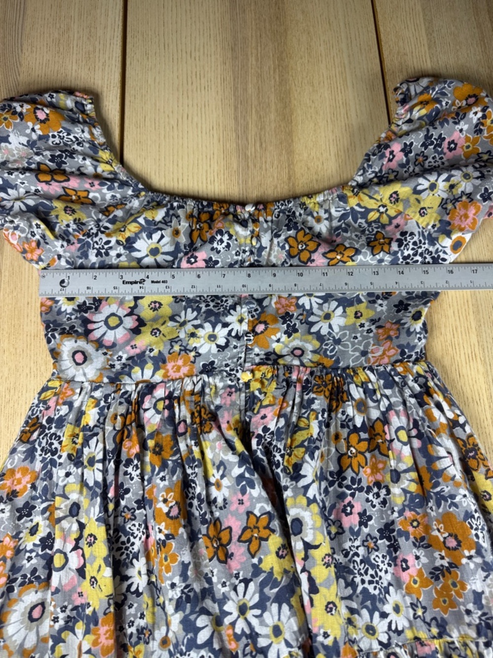 American Eagle Outfitters Floral Puff-Sleeve Mini Dress in White, Orange, Yellow - Picture 3 of 7